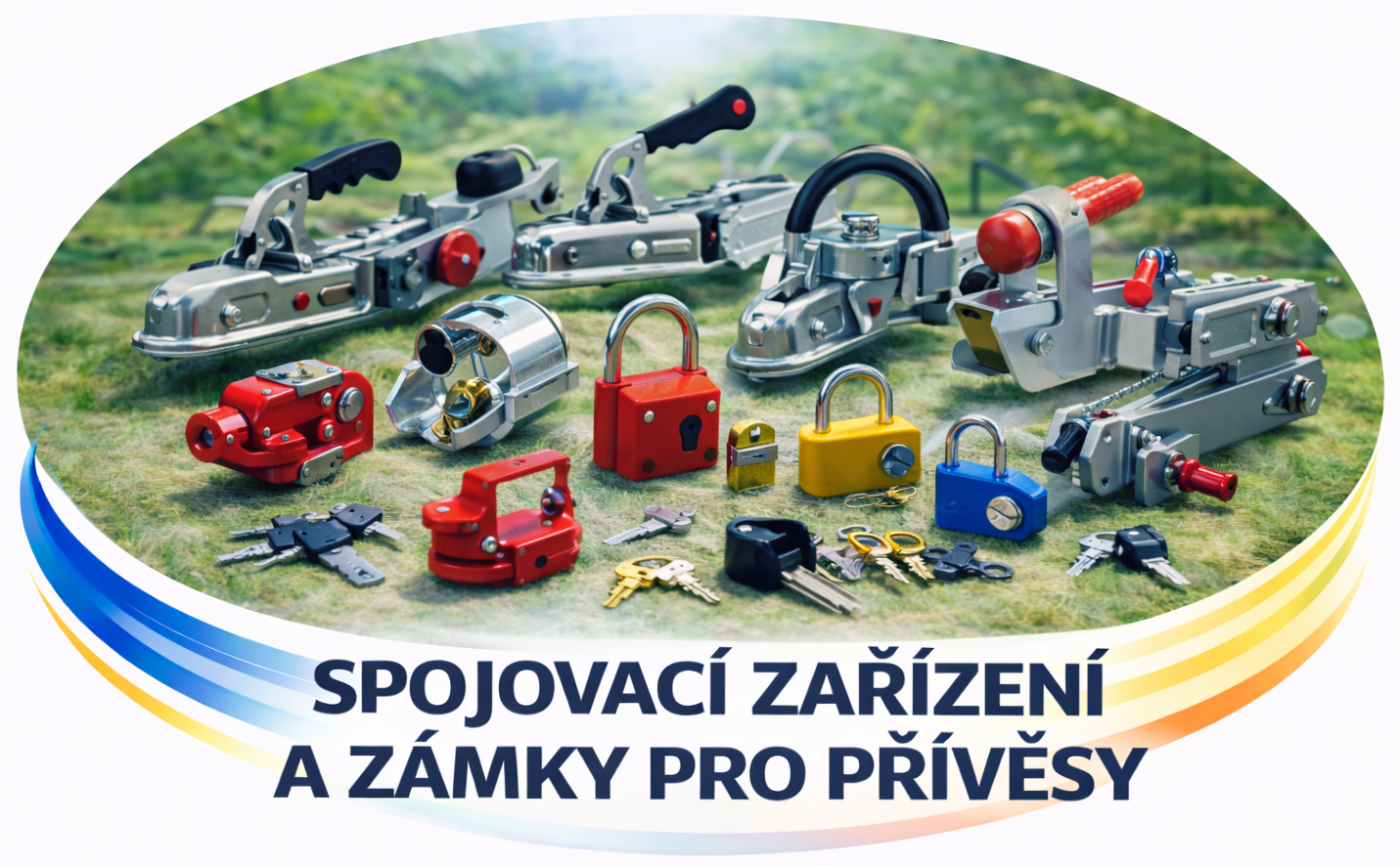 Spojovací zařízení a zámky pro přívěsy – tažné spojky, bezpečnostní zámky, uzamykatelné hlavice a příslušenství pro bezpečné připojení a ochranu přívěsného vozíku.